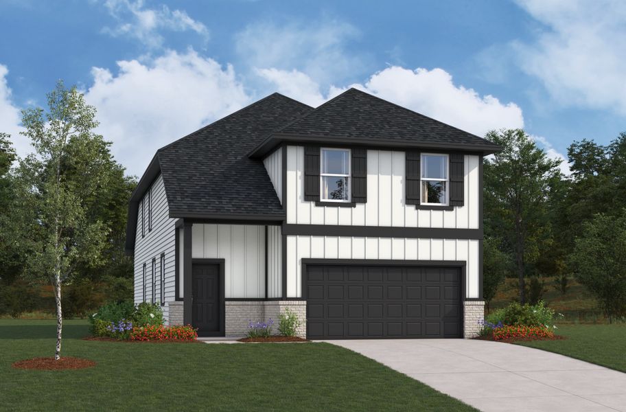 Representative exterior photo of a completed home built from the Wallace by Beazer Homes in Laurel Landing: Landmark Collection, Alvin, TX (Image 5). Representative exterior photo of a completed home built from the Wallace by Beazer Homes in Laurel Landing: Landmark Collection, Alvin, TX (Image 5).