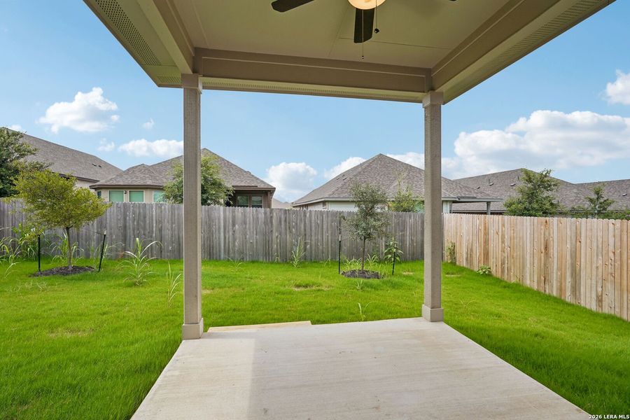 Exterior details and patio area of a home in Arcadia Ridge - Premier Series, San Antonio (Image 27).