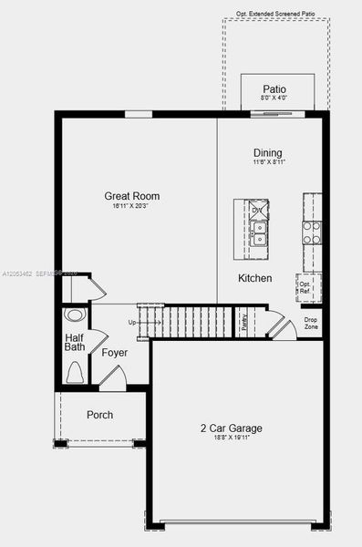 First Floor Plan - additional Highlights Include: window blinds throughout the whole house, extended LVP flooring on the first floor, and all appliances included. First Floor Plan - additional Highlights Include: window blinds throughout the whole house, extended LVP flooring on the first floor, and all appliances included.