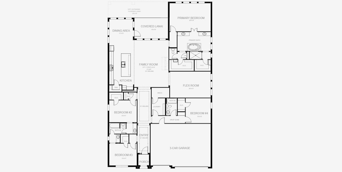 2D floor plan layout for the 2929F by Perry Homes in Star Farms At Lakewood Ranch 60', Lakewood Ranch, FL (Image 3). 2D floor plan layout for the 2929F by Perry Homes in Star Farms At Lakewood Ranch 60', Lakewood Ranch, FL (Image 3).