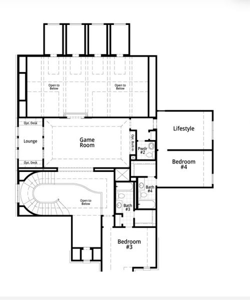 2D floor plan layout for the 817 Plan by Highland Homes in Cambridge Crossing: 74ft. lots, Celina, TX (Image 6).