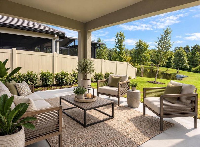Exterior details and patio area of a home in Angeline Active Adult, Land O' Lakes (Image 3).