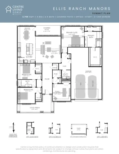 2D floor plan layout for the Summit by Centre Living Homes in Ellis Ranch Manors, Waxahachie, TX (Image 3). 2D floor plan layout for the Summit by Centre Living Homes in Ellis Ranch Manors, Waxahachie, TX (Image 3).