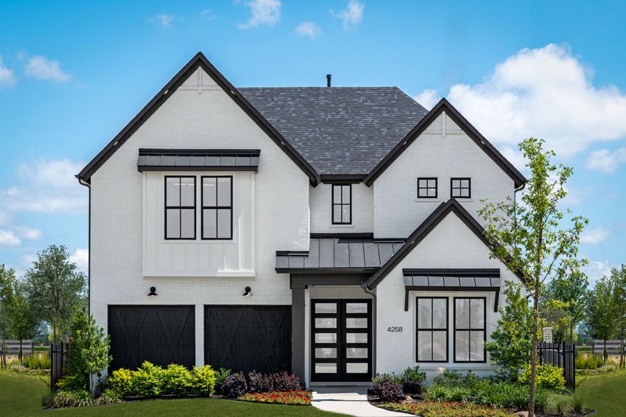 Representative exterior photo of a completed home built from the Fairway by Landon Homes in Fields - Brookside North, Frisco, TX (Image 1). Representative exterior photo of a completed home built from the Fairway by Landon Homes in Fields - Brookside North, Frisco, TX (Image 1).