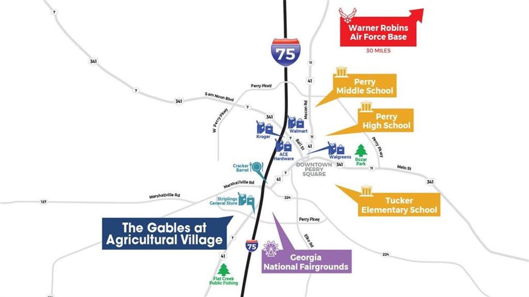 2D floor plan layout of this home in The Gables at Agricultural Village, Perry, GA (Image 4).