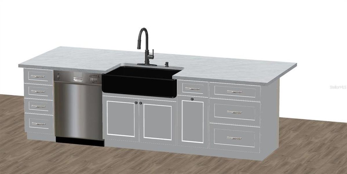 Wicklow II kitchen Island virtual rendering