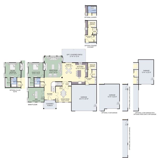 2D floor plan layout for the The Allen by Forbes Capretto Homes in Birdsong Estates, Orchard Park, NY (Image 3).
