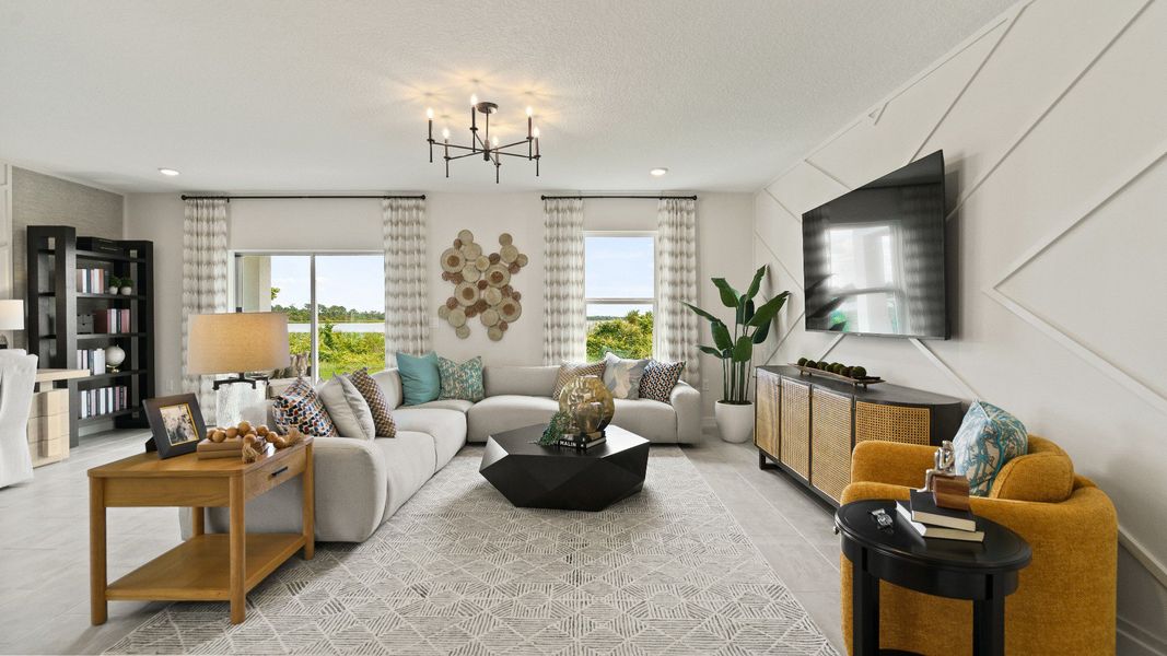 Castaway Model Home Living Area, new home plan available at Liberty Trace in Haines City, fl