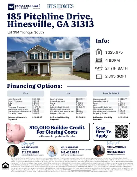 2D floor plan layout of this home in Tranquil South, Hinesville, GA (Image 5).