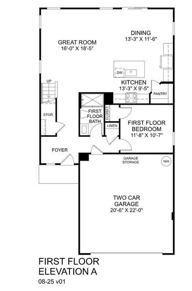 2D floor plan layout for the Woodford by Ryan Homes in Liberty Grove, China Grove, NC (Image 1).