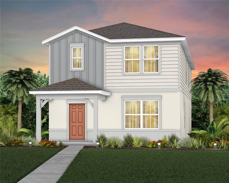 Exterior Design. Artistic rendering for this new construction home. Pictures are for illustrative purposes only. Elevations, colors and options may vary.