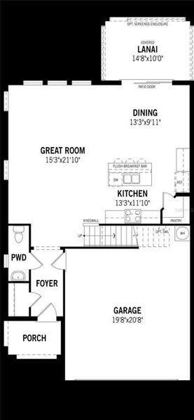 2D floor plan layout of this home in Pendleton at Chapel Crossings, Wesley Chapel, FL (Image 3).