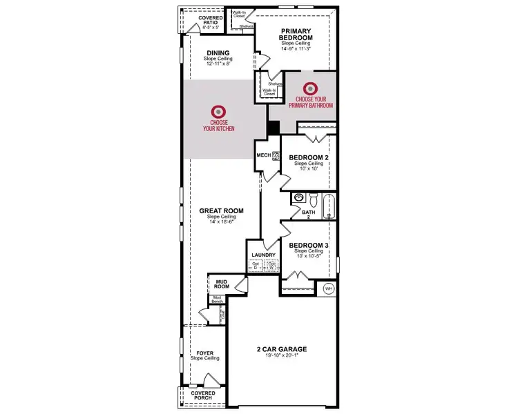 2D floor plan layout for the Primrose by Beazer Homes in Cottonwood, Dorchester, TX (Image 3).