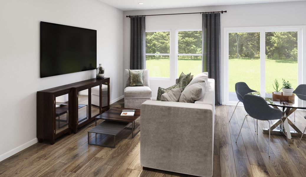 Furnished interior view inside a new home in Townes on Leesville, Durham (Image 2). Furnished interior view inside a new home in Townes on Leesville, Durham (Image 2).