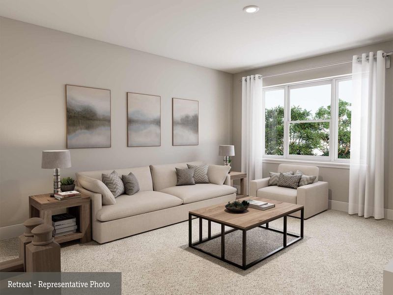 Representative furnished interior of a home built from the The Bridgeway by David Weekley Homes in Grange - Reserve Collection, Katy (Image 3). Representative furnished interior of a home built from the The Bridgeway by David Weekley Homes in Grange - Reserve Collection, Katy (Image 3).