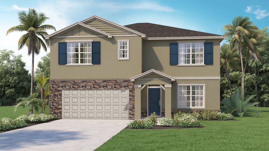 Representative exterior photo of a completed home built from the HAYDEN by D.R. Horton in Palmetto Landing at Babcock Ranch Express, Punta Gorda, FL (Image 2).