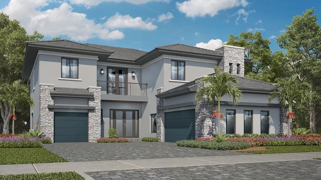 Front exterior of a new home in Parkland Royale, Parkland, FL, highlighting curb appeal (Image 1). Front exterior of a new home in Parkland Royale, Parkland, FL, highlighting curb appeal (Image 1).