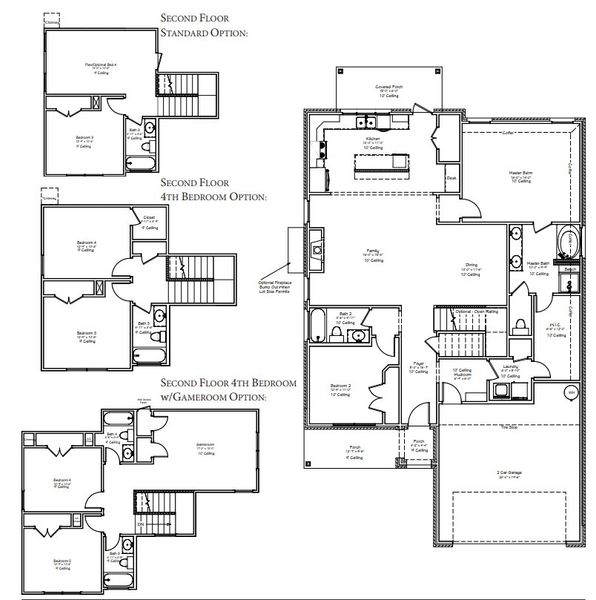 2D floor plan layout for the The Orchid by Avonley Homes in Austin's Colony, Bryan, TX (Image 3).