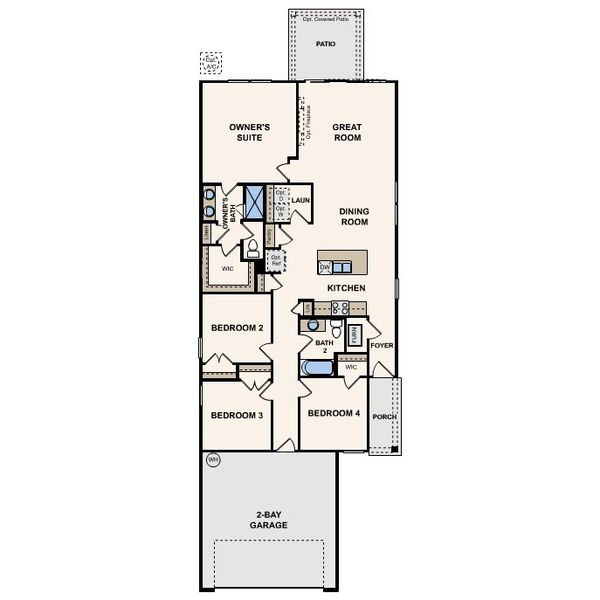 2D floor plan layout for the Cedar II by Century Communities in The Preserve at Camden Woods, Kingsland, GA (Image 3).