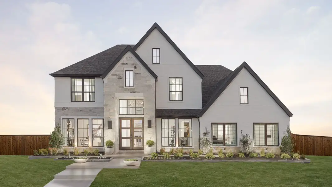 Front exterior of a new home in Sweetgrass, Haslet, TX, highlighting curb appeal (Image 2).