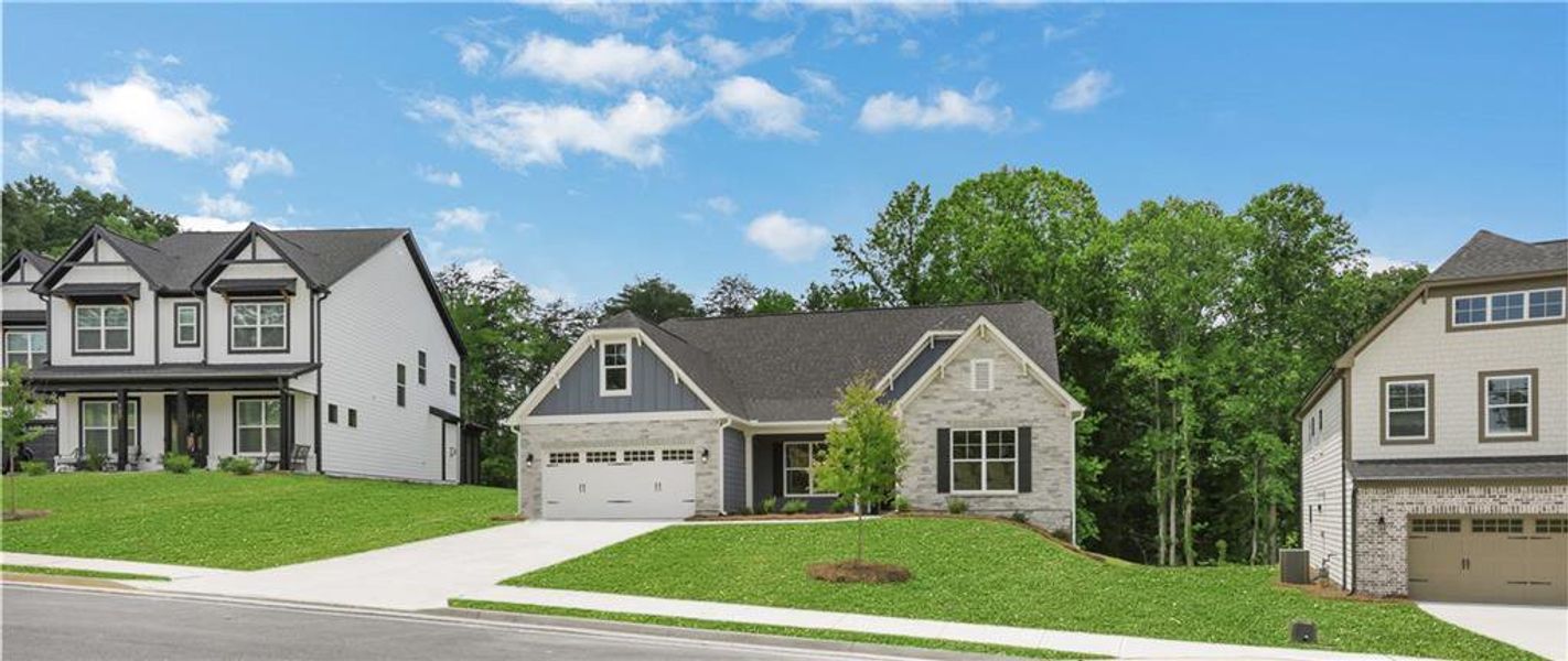 Front exterior of a new home in Arbor West, Dawsonville, GA, highlighting curb appeal (Image 2).