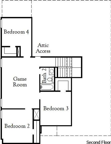 2D floor plan layout of this home in Westridge Cove, Conroe, TX (Image 3).
