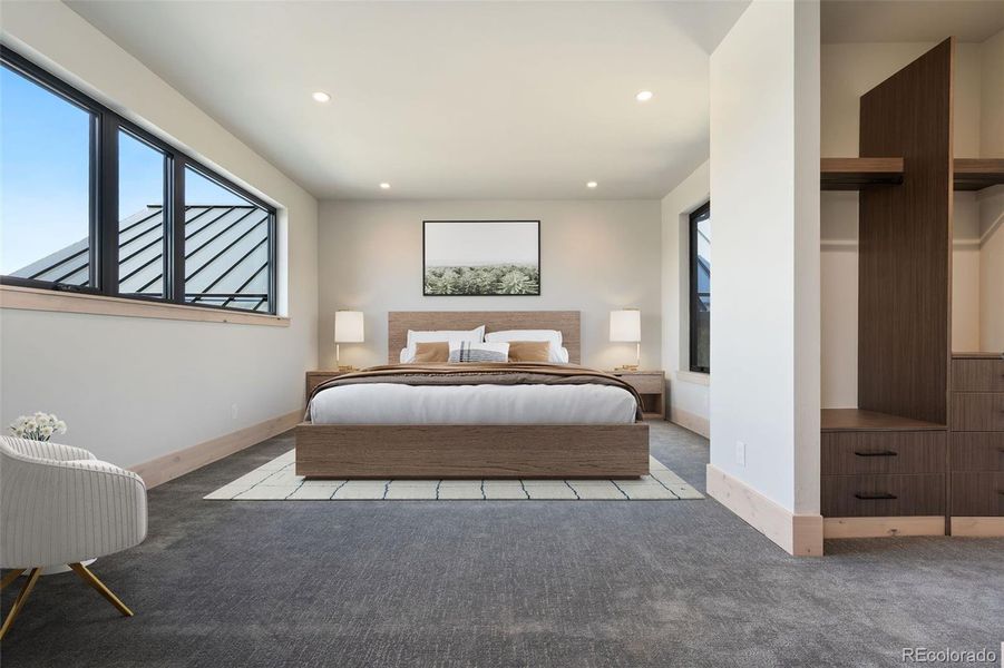 Upper bedroom w/en suite digitally staged