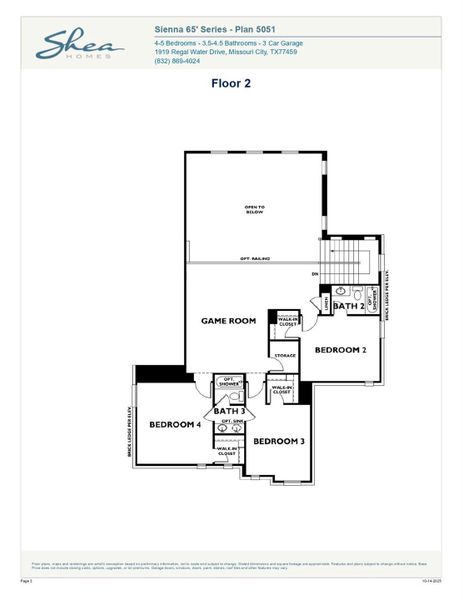 2D floor plan layout of this home in Sienna 65', Missouri City, TX (Image 3).