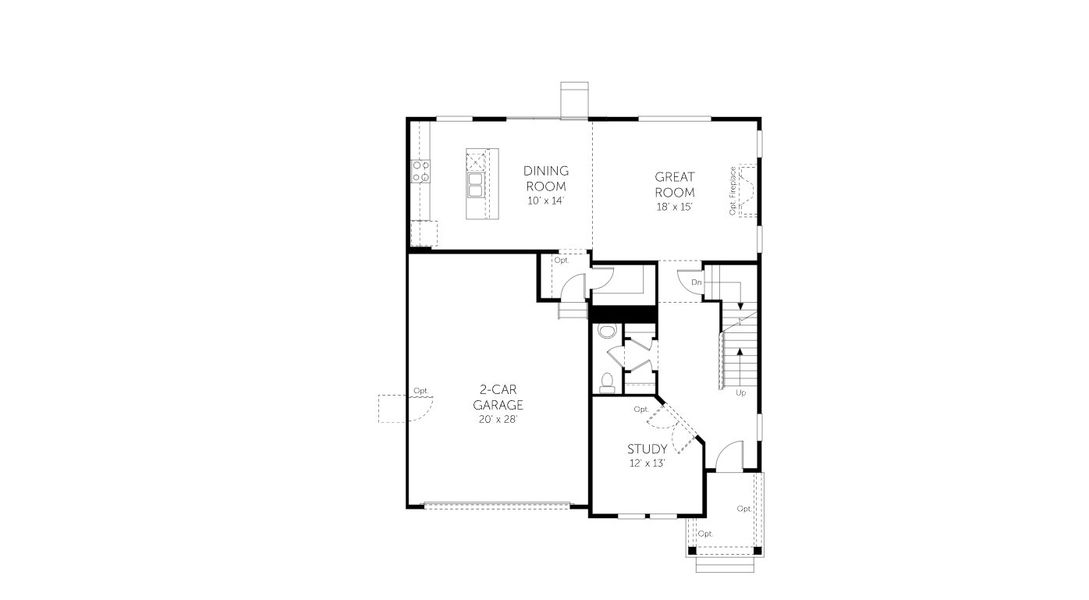 2D floor plan layout for the Willow - Single Family Homes by Dream Finders Homes in Muegge Farms, Bennett, CO (Image 4).