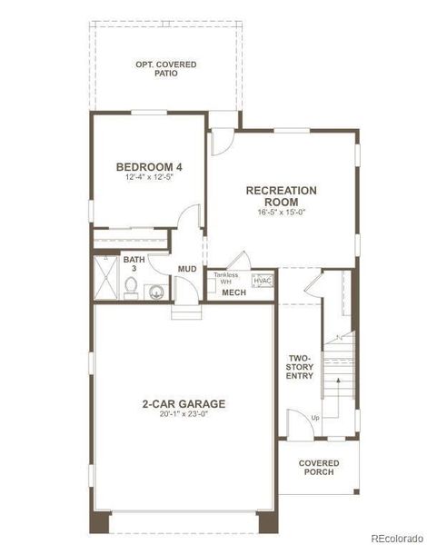 2D floor plan layout of this home in The Summit at Meridian, Englewood, CO (Image 4).