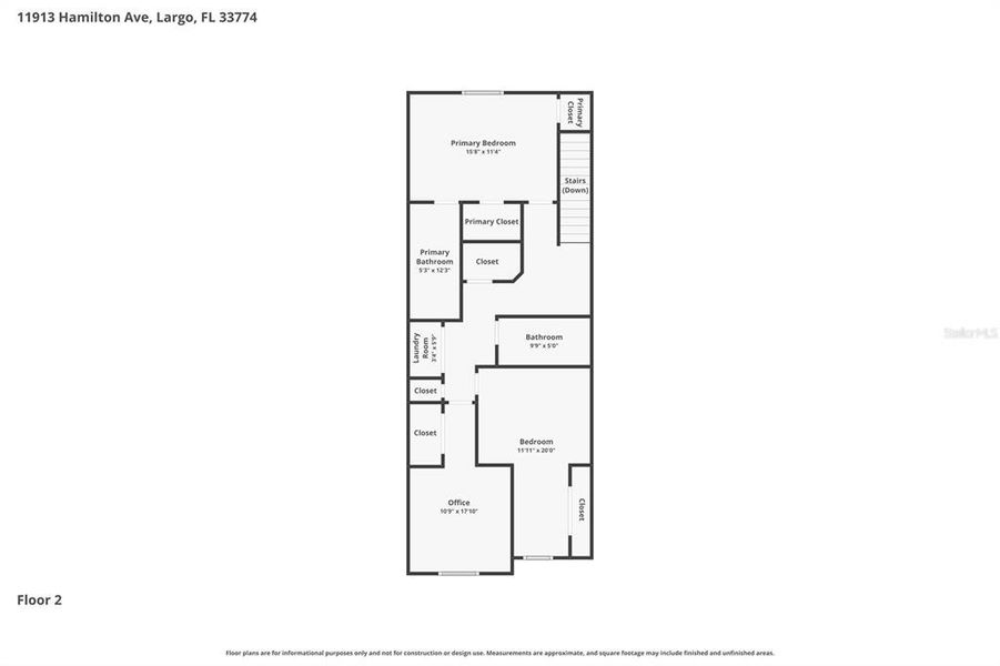 2D floor plan layout of this home in Azalea Shores, Largo, FL (Image 6).