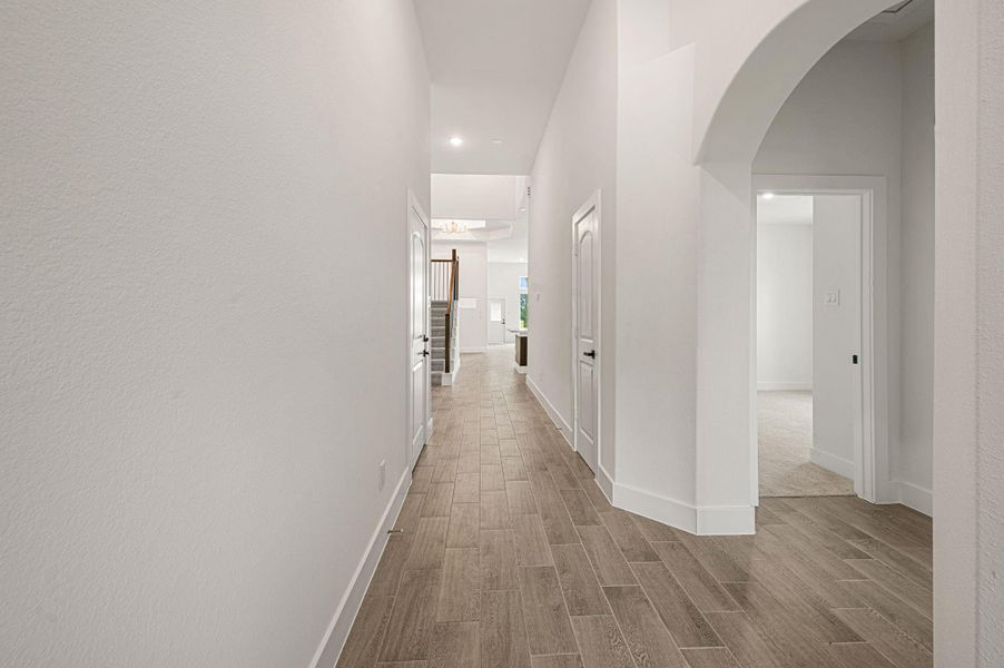 A long corridor to enhance privacy.