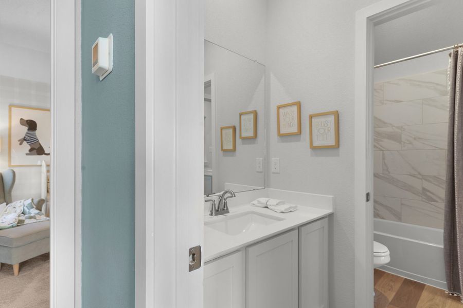 Representative furnished interior of a home built from the Windsor – 45′ Lot by Chesmar Homes in Bridgeland, Cypress (Image 15).