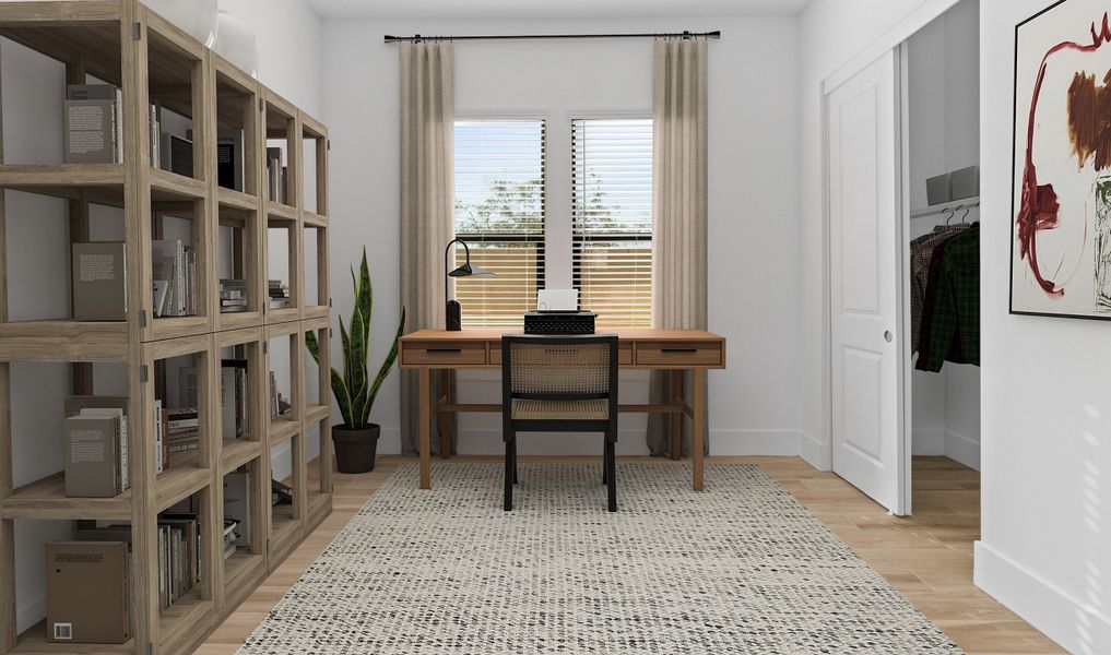 Home office with closet