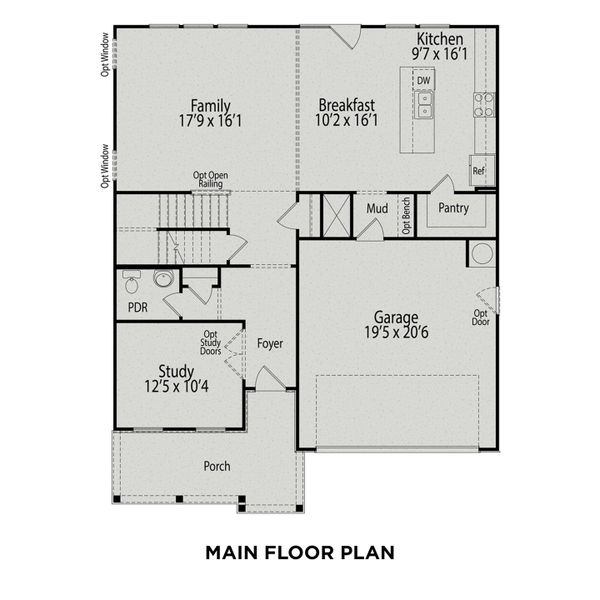 2D floor plan layout for the The Chestnut by Davidson Homes LLC in Retreat at North Main, Lillington, NC (Image 4).