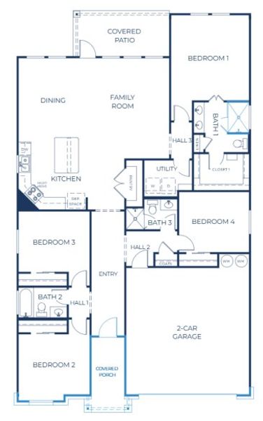 2D floor plan layout of this home in North Point, Temple, TX (Image 3).