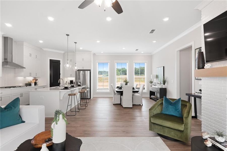 Furnished interior view inside a new home in Promenade at Sawnee Village, Cumming (Image 6). Furnished interior view inside a new home in Promenade at Sawnee Village, Cumming (Image 6).