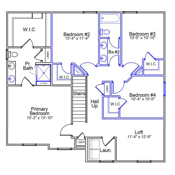 2D floor plan layout of this home in Scotts Hill Village, Wilmington, NC (Image 3).