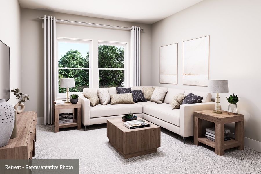 Representative furnished interior of a home built from the The Hoover by David Weekley Homes in Easthaven at Bridgeland Central - Vision Collection, Cypress (Image 3). Representative furnished interior of a home built from the The Hoover by David Weekley Homes in Easthaven at Bridgeland Central - Vision Collection, Cypress (Image 3).