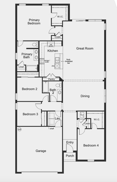 2D floor plan layout for the Plan 2333 by KB Home in The Preserve at Legends Pointe II, Hudson, FL (Image 3). 2D floor plan layout for the Plan 2333 by KB Home in The Preserve at Legends Pointe II, Hudson, FL (Image 3).