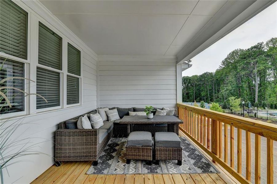 Exterior details and patio area of a home in East Park Village, Kennesaw (Image 2). Exterior details and patio area of a home in East Park Village, Kennesaw (Image 2).