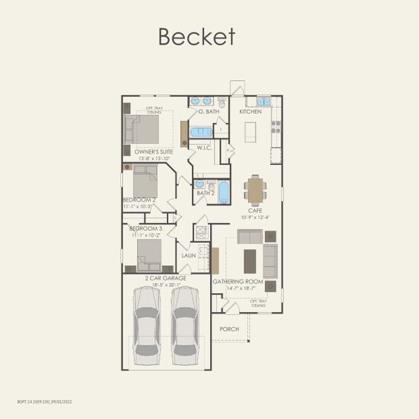 2D floor plan layout for the Becket by Centex in Vantage, San Marcos, TX (Image 3).