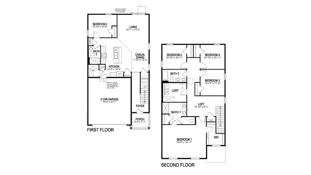 2D floor plan layout for the Elm by D.R. Horton in Tailholt, Severance, CO (Image 3).
