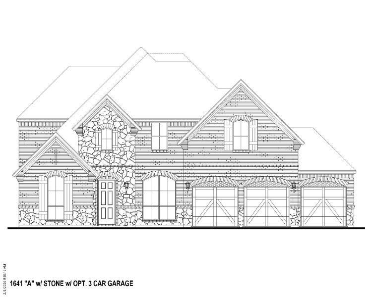 Plan 1641 Elevation A w/ Stone (3C) Plan 1641 Elevation A w/ Stone (3C)