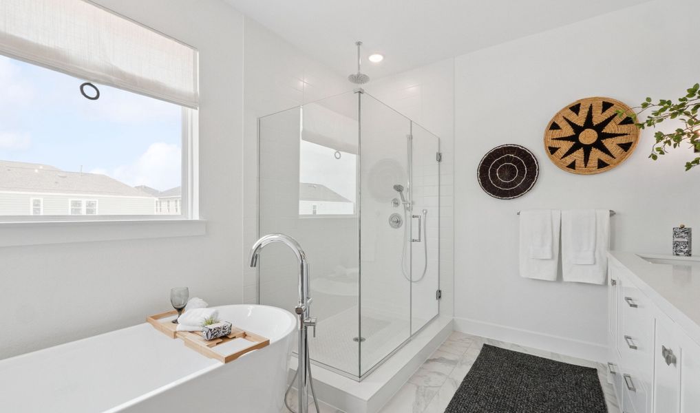 Primary bath with freestanding soaking tub Primary bath with freestanding soaking tub