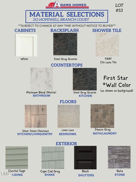 Lot 53 Color Selcetions