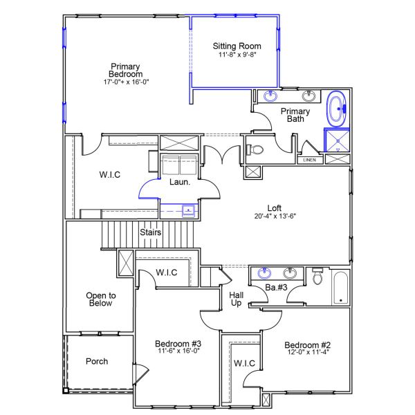2D floor plan layout of this home in Hendrix Farms, Lexington, SC (Image 3).