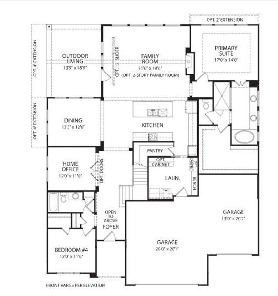 2D floor plan layout of this home in Wolf Ranch West Bend - 70', Georgetown, TX (Image 2).