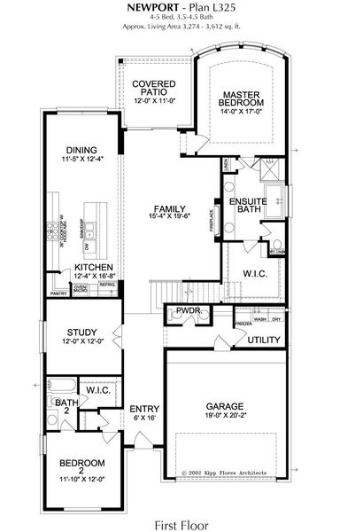 2D floor plan layout for the Newport by Landon Homes in Lexington Frisco, Frisco, TX (Image 4).