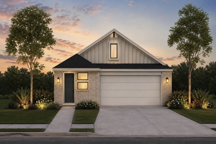 Representative exterior photo of a completed home built from the The Hillis by Lillian Custom Homes in Tabor Ranch, Ponder, TX (Image 6). Representative exterior photo of a completed home built from the The Hillis by Lillian Custom Homes in Tabor Ranch, Ponder, TX (Image 6).